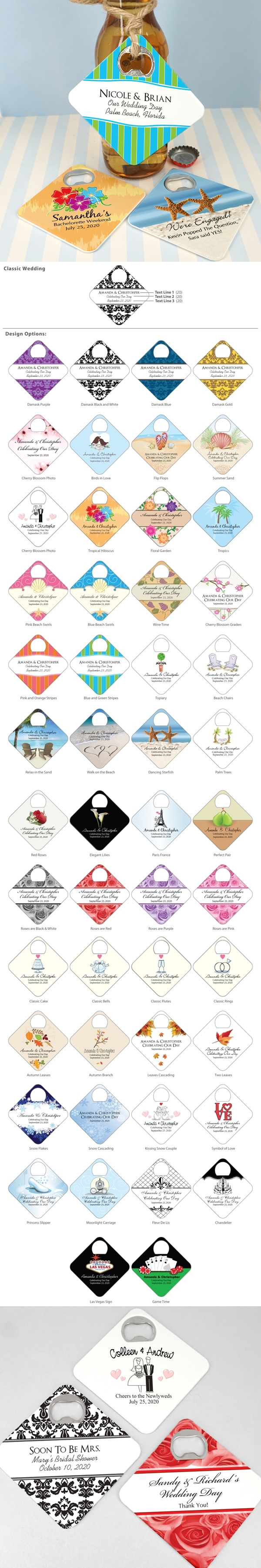 Ducky Days Personalized Square Bottle Opener Coasters (64 Designs)