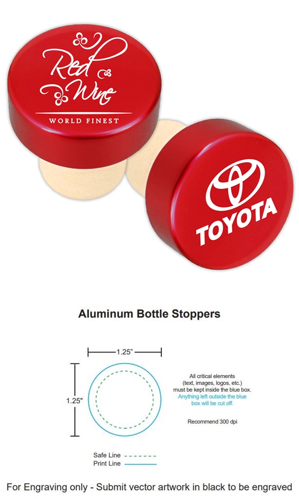 Custom Corporate Logo Red Aluminum Top Bottle Stopper
