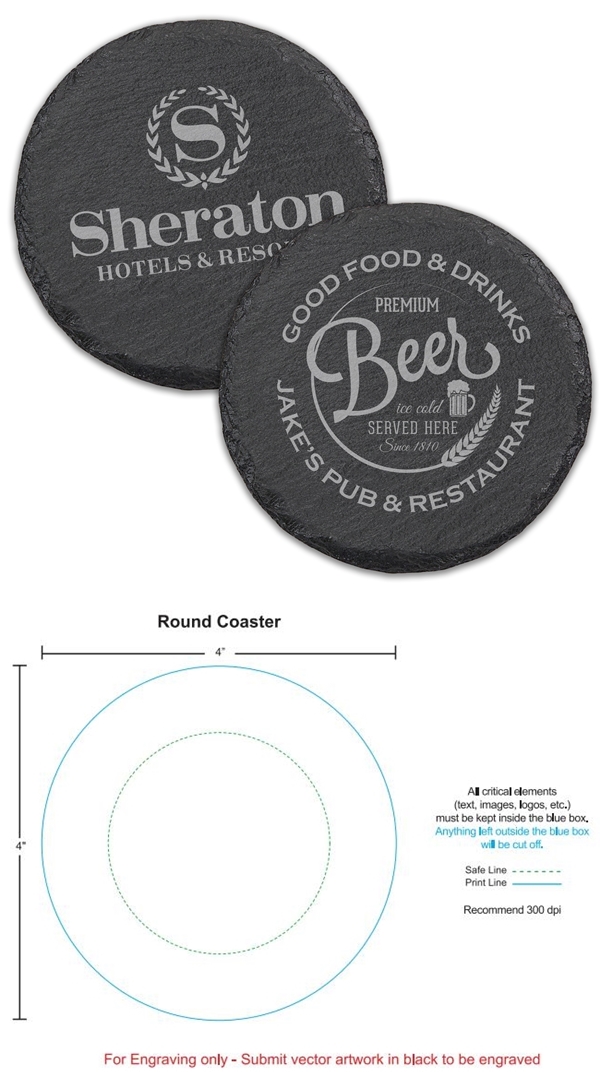 Custom Corporate Logo Natural Slate Round Coasters Personalized Gifts