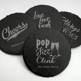 Ducky Days Personalized Slate Round Coasters (64 Wedding Designs)