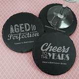 Ducky Days Personalized Slate Round Coasters (Adult Birthday Designs)
