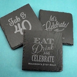 Ducky Days Personalized Slate Square Coasters (Adult Birthday Designs)