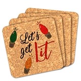 "Let's Get Lit" Square Cork Coasters (Set of 4)