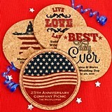 Personalized Patriotic Round Cork Coasters (20 Designs)