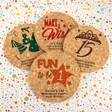 Ducky Days Personalized Kids Birthday Round Cork Coasters