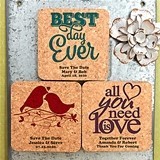 Personalized Rounded-Edge Square Cork Coaster Magnets (125 Designs)