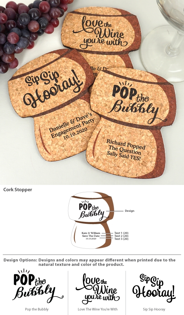 Personalized Cork Stopper-Shaped Theme Cork Coasters (15 Colors)