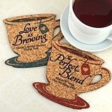 Personalized Tea Cup-Shaped Theme Cork Coasters (15 Colors)