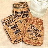 Personalized Mason Jar-Shaped Theme Cork Coasters (15 Colors)