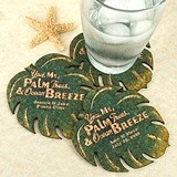 Personalized Palm Leaf-Shaped Theme Cork Coasters