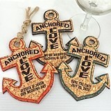 Personalized Nautical Anchor-Shaped Theme Cork Coasters (15 Colors)