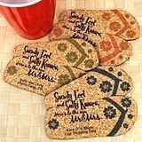 Personalized Pair of Flip-Flops-Shaped Theme Cork Coasters (15 Colors)