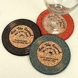 Personalized Vinyl Record-Shaped Theme Cork Coasters (15 Colors)