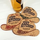 Personalized Cowboy Hat-Shaped Theme Cork Coasters (15 Colors)