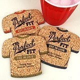 Personalized T-Shirt-Shaped Theme Cork Coasters (15 Colors)