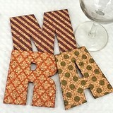 Personalized Initial Shaped Cork Coasters (10 Patterns) (15 Colors)