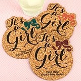 Personalized 'It's a Girl!' Baby Shower Cork Coasters (15 Colors)