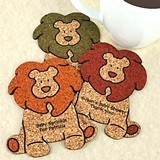 Personalized Baby-Lion-Shaped Baby Shower Cork Coasters (15 Colors)