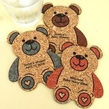 Personalized Baby-Bear-Shaped Baby Shower Cork Coasters (15 Colors)