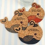 Personalized Baby-Whale-Shaped Baby Shower Cork Coasters (15 Colors)