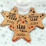 Personalized Shining Star-Shaped Baby Shower Cork Coasters (15 Colors)