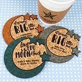 Personalized Moon and the Stars Baby Shower Cork Coasters (15 Colors)