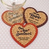 Personalized Heart-Shaped Baby Shower Cork Coasters (15 Colors)