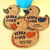 Personalized Rubber Ducky-Shaped Baby Shower Cork Coasters (15 Colors)