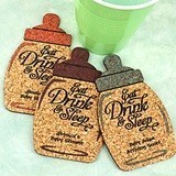 Personalized Baby Bottle-Shaped Baby Shower Cork Coasters (15 Colors)