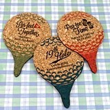 Personalized Golf Ball on a Tee Shaped Cork Coasters (15 Colors)