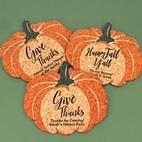 Personalized Pumpkin-Shaped Cork Coasters (3 Sayings)