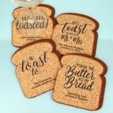 Personalized Toast-Shaped Cork Coasters (4 Sayings)