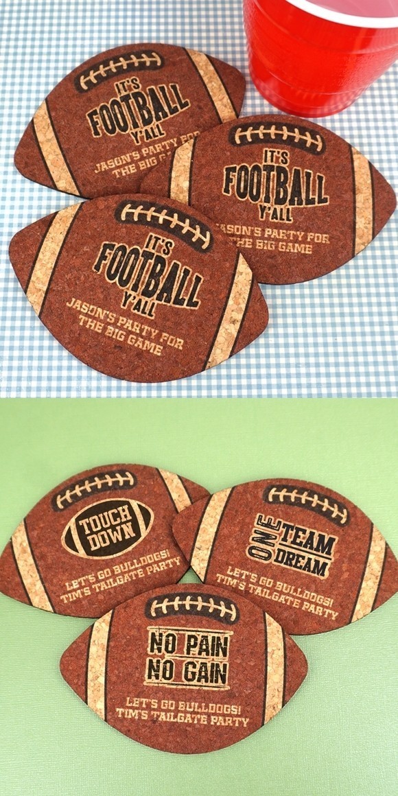 Ducky Days Personalized Football-Shaped Cork Coasters (4 Designs)