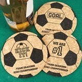 Ducky Days Personalized Soccer Ball-Shaped Cork Coasters (3 Designs)