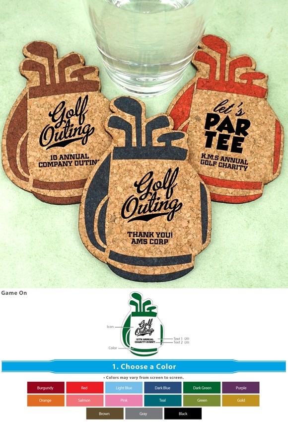 Ducky Days Personalized Golf Bag-Shaped Cork Coasters (2 Designs)