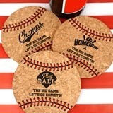 Ducky Days Personalized Baseball-Shaped Cork Coasters (3 Designs)