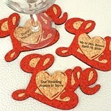 Ducky Days Personalized Love Script w/ Heart Cork Coasters (15 Colors)