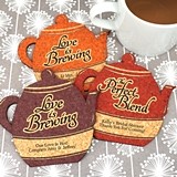 Personalized Tea Pot-Shaped Cork Coasters (2 Sayings; 15 Colors)