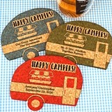 Personalized Vintage Camper-Shaped Cork Coasters (15 Colors)