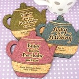 Personalized Baby Shower Tea Pot-Shaped Cork Coasters (15 Colors)