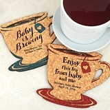 Personalized Baby Shower Tea Cup-Shaped Cork Coasters (15 Colors)