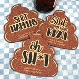 Personalized Poop Emoji Cork Coasters (3 Sayings)