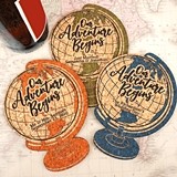 Personalized World Globe-Shaped Cork Coasters (15 Colors)