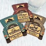 Personalized Vintage Car Cork Coasters (3 Sayings; 15 Colors)