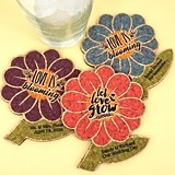 Personalized Spring Flower Cork Coasters (2 Sayings; 15 Colors)