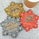 Personalized Snowflake Cork Coasters (6 Sayings; 15 Colors)