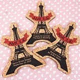 Personalized Eiffel Tower Shaped Amour-Themed Cork Coasters