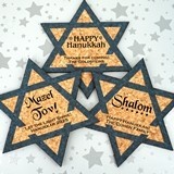 Personalized Star of David Shaped Cork Coasters (3 Sayings; 15 Colors)