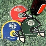 Personalized Football Helmet-Shaped Wood Coasters (4 Designs)