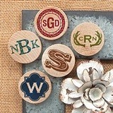 Monogrammed Wooden Nickel Magnets (17 Designs)